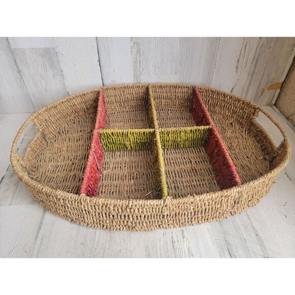 wicker organizer green red decor large - Picture 1 of 7